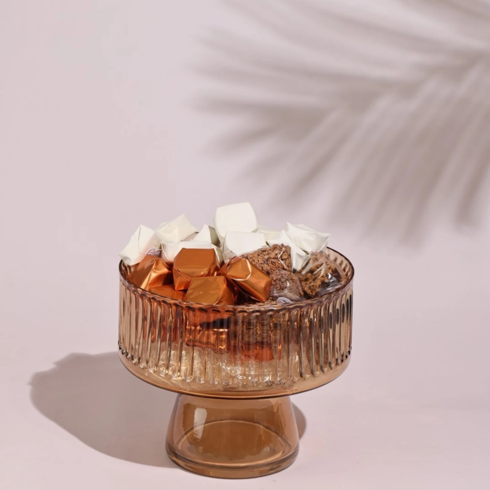 1KG Orange Glass Footed Bowl, Les Arcs en Ciel